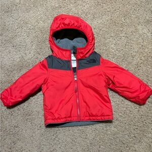 The North Face Red Hooded Zippered Jacket, size 6-12 months.